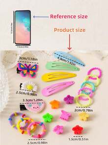 740pcs/Set Colorful Bow Hair Clips Cute Children Hair Accessories Set, Fashionable Minimalist Hairbands Hair Ties, Suitable For Students Ponytail Fixer, Ideal For Daily Wear And Parties, Perfect Gift Choice. (Random Style And Color - OPP Bag Packed) - Multicolor - View 7