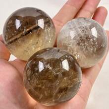 1pc Stunning Natural Rainbow Smoky Citrine Quartz Crystal Sphere - Graduation Gift, Perfect Holiday Gift -Crystal Decor -Crystal Ornaments - Multicolor - View 5