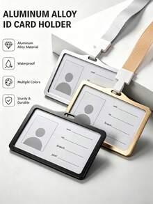 2/6 Sets Multicolor Aluminum Alloy ID Card Holders With Lanyards, Double-Sided Transparent Window Badge Holders, Suitable For Office Staff, Teachers, Nurses, Exhibitions, Back To School, Campus, Events, Detachable Lanyards - Multiple Specifications - View 2