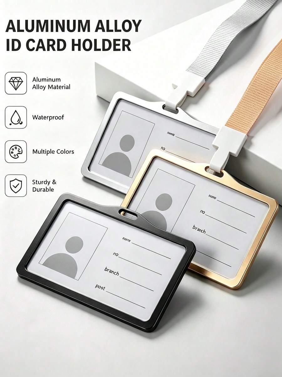 2/6 Sets Multicolor Aluminum Alloy ID Card Holders With Lanyards, Double-Sided Transparent Window Badge Holders, Suitable For Office Staff, Teachers, Nurses, Exhibitions, Back To School, Campus, Events, Detachable Lanyards