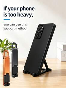 Portable Foldable Phone Stand, Mini Keychain Phone Holder With Spring Clip, Compact Travel Support Stand, Compatible With All Smartphones Under 20.32cm, Ideal Office Accessory, Travel Accessory, Perfect Birthday Gift For Friends And Family, College Essential - Multicolor - View 2