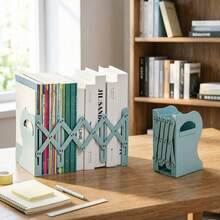 1 pieza Estante de almacenamiento de escritorio, Organizador de archivos de oficina, Estantería pequeña y sencilla para dormitorio, Organizador de libros de texto de escritorio, Estante de almacenamiento de archivos, Regalo de estantería para el regreso a la escuela - Multicolor - Ver 5
