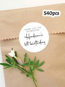 54-540pcs Custom Thank You Stickers,Personalized Round Labels,Customized Text Seals,Customizable Gift Box Stickers For Birthday,Stickers For Kids,Boy - Solid Color - View 9