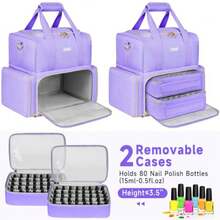 Nail Polish Organizer Holds 80+ Bottles, Nail Polish Carrying Case With 2 Removable Bags, Nail Organizers And Storage For Nail Tech, Portable Nail Supplies Holder, Mother Day Gift For Women Grils - Purple - View 4