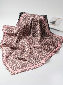 1 Stück 70/90cm Damen Leopardenmuster quadratischer Schal, Sonnenschutz, vielseitiger Kopftuch, Seidenschal, Sommer - 02-Kaffee - Übersicht 4