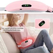 Menstrual Heating Pad, Portable USB Cable, Wireless, 6 Heating Levels, 6 Vibration Massage Modes, For Back And Abdominal Pain Relief - 粉色 - 查看 6