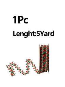 5 Yard Red & Green Lace Trim Christmas Decorative Ribbon, Gift Wrapping Ribbon, Suitable For Christmas Tree Decoration, Wreaths, Garlands, Handmade Crafts - Multicolor - View 10