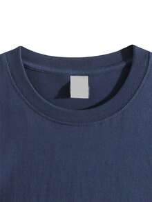 100% Cotton Crop Top T-Shirt With Gothic Lettering Foul Mouthed  , On Wooden Hanger, Glasses, Blue Jeans, Indoor Staircase, Vacation Outfitswomen - 基礎T-藏藍色 - 查看 4
