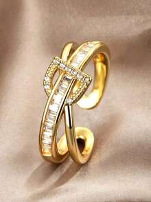 1pc Stainless Steel Fashionable High-Quality Korean Style Cute Delicate Flower Ring, Suitable For Daily Wear - Yellow Gold - View 1