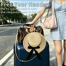 2pcs Multi-Color PU Leather Hat Clip Set, Portable Sun Cap Storage Accessory For Outdoor Travel, Firm Metal Clip Fastener For Back To School Trip, Summer Vacation Outing, Backpack Hanging Organization And Daily Hat Carrying - Multicolor - View 5