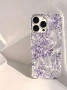 1件裝 藍色牡丹花紋亮面防水防摔防滑軟手機保護殼，適用於 Apple 17/16/16PRO/16PRO MAX/16PLUS - 彩色 - 查看 2