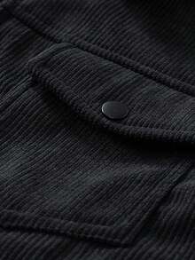 Men's Autumn/Winter Corduroy Jacket, Loose Casual Fashion Lightweight Jacket - Black - View 4