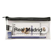 Real Madrid علبة أقلام مستطيلة لريال مدريد 26/27، من البولي فينيل كلوريد الشفاف مع إغلاق بسحاب، مجموعة نشاط مع مسطرة 15 سم، 2 قلم رصاص، مبراة أقلام، مقاس 22.5x10.5 سم، علبة أقلام متعددة الأغراض - أبيض - مشاهدة 2