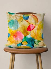 4pcs Set, Colorful Fluid Watercolor Geometric Color Block Print Pillow Covers, Living Room Sofa Art Decorative Throw Pillows, Printed Pattern, Hidden Zipper Closure, Skin-Friendly Durable Machine Washable, Pillow Inserts Not Included - Multicolor - View 8