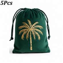 5pcs/1pc Tas Beludru Hijau dengan Motif Pohon Palem, Tas Dekorasi Pesta Perayaan untuk Hari Nasional Arab Saudi - MultiWarna - View 10