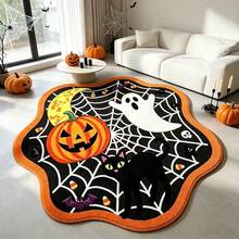 1PC Black Spider Web Pumpkin Ghost Holiday Atmosphere Asymmetrical Soft Living Room Rug, Bedroom Decor, Home Leisure Carpet, Decorative Rug, Bedroom Decor, Small Rug, Carpet, Home Decor, Living Room Rug, Living Room Small Rug, Bedroom Rug, Living Room Home Decor, Washable Rug - Multicolor - View 5