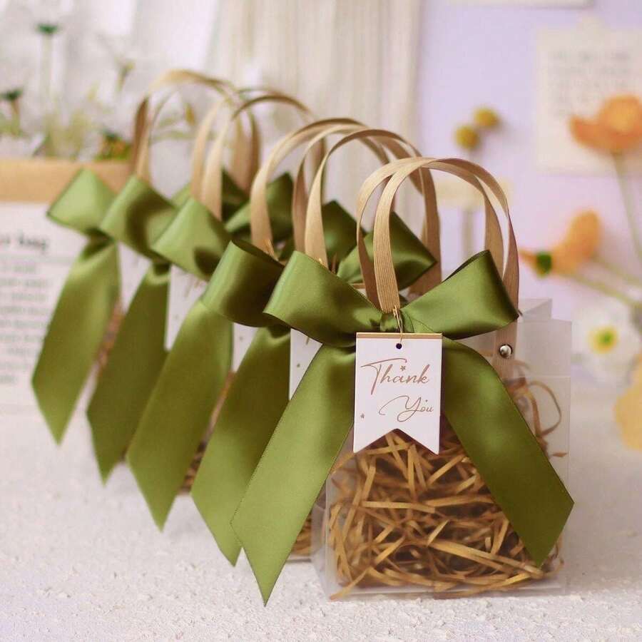 1/5/10入高級禮品袋,加厚磨砂手提袋附緞帶、感謝吊牌與拉菲草繩 - 查看 1