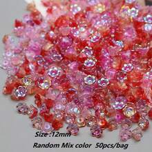 12mm 50入混色紅色 AB 鈴蘭花吊墜，適用於珠寶手工 DIY 配件 - 50pcs 鈴蘭花紅色系 - 查看 5