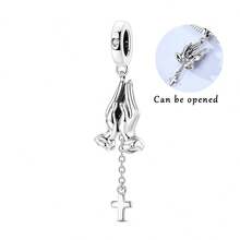 1pc Unique Prayer Bead Silver Cubic Zirconia Cross Safety Clasp, Perfect For Pairing With Original Bracelets, Necklaces And Bangles, For DIY Jewelry Making, Also A Great Birthday Gift For Female Friends. - Silver - View 17