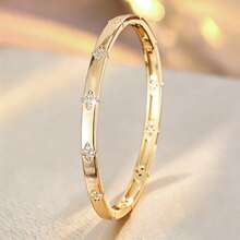 1pc Fresh Geometric Four-Leaf Flower Shaped Cubic Zirconia Inlaid Fashion Bracelet For Girls - Gold - View 1