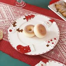 Assorted Christmas Pattern Nordic Style Stitched Santa Claus Bowl And Plate Tableware Set, With Embossed Sealed Jars, Seasoning Jars, Western Ceramic Flat Plates, Cups, Christmas Gift Tableware Set, Home Decor, Kitchen, Christmas Gift - Multicolor - View 4