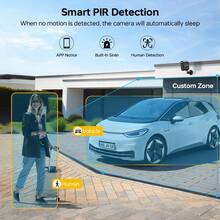 ZHXINSD Wireless Security Camera, Outdoor Battery Security Camera 4MP , 2.4/5G WiFi CCTV Surveillance Camera, PIR AI Motion Detection, Light & Sound Alarm, 2-Way Audio, Real-Time Alerts, TF Card/Cloud Storage, IP65 Waterproof,For Farm/Backyard/Yard Camera - Black - View 6