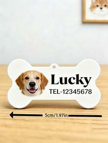 Custom Bone-Shaped Pet ID Tag, Can Print Photo, Name, Contact Phone, Anti-Lost Dog Identity Tag, Metal Pet Pendant, Cat & Dog Collar Tag, Pet Accessory Gift, Personalized Pet Acrylic Accessory, Puppy ID Tag Can Customize /Text Suitable For Anti-Lost Label, Identity Identification Tag, Commemorative Gift - Multicolor - View 6