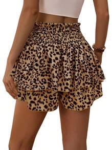 Blazique Women's Summer Casual Leopard Print Shorts Vacation Brown - Brown - View 1