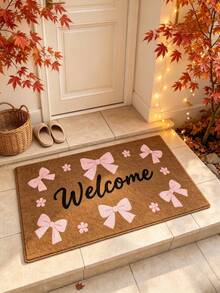 1pc Welcome Bowknot Entrance Doormat, Entryway Foot Mat, Home Hallway Doorway Rug, Home Decor, Door Mat, Small Carpet, Welcome Mat, Rug, Floor Mat, Outdoor Doormat, Kitchen Rug, Home Decor - Multicolor - View 4