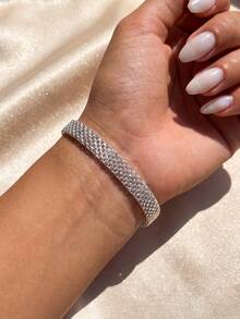 1pc S925 Sterling Silver Fashion Ribbon Bracelet, Delicate Women's Jewelry Accessory; Suitable For Attending Balls, Parties Or Dates, Also Perfect For Celebrating Holidays - Ribbon Bracelet - View 3