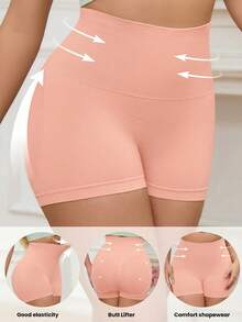 Plus Size High Waist Shapewear Shorts Tummy Control Butt Lifting Seamless Body Shaper Everyday Comfort Panties - Pink - View 2