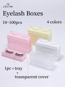 Glamlash 100/40/20pcs Eyelash Box, White Pink Transparent Ultra-Light Eyelash Packaging Box, Independent Eyelash Storage, Dust-Proof, Eyelash Display, False Eyelash Tool, 1pc = Tray + Transparent Lid - Multicolor - View 6