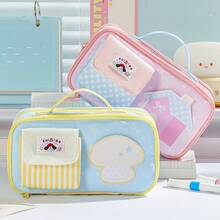 1pc Japanese Sweet Fruit Star House Pencil Case, Large Opening Layered Design For Easy Access, Large Capacity Storage For Pencils, Rulers, Erasers, Cartoon Cloud And Apple Print Sweet And Cute, Suitable For Students' Daily Use, Classroom Learning, Exam Carrying And Desktop Stationery Organization - Pencil Case - View 6