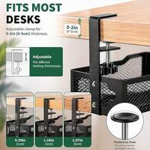 No-Drill Under-Desk Cable Organizer Socket Mount Bracket Office Desk Mesh Hanging Basket Storage Rack - Multicolor - View 5
