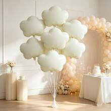 6pcs 18.9 Inch Cream Cloud Shaped Foil Balloons For Holiday Event Decoration/Outdoor Display, Suitable For Birthday Celebration, Wedding Party, Gathering Decoration Balloons - View 5
