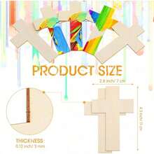 Wooden Cross Ornaments 10Pack – Unfinished Blank Tags For Craft Projects Creative Decorations & Art Supplies - Default - View 5