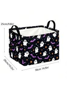 Halloween Foldable Sorting Basket Storage Basket, Suitable For Toy Clothing Boxes Multi Functional Canvas Storage Basket, Suitable For Halloween Gift Storage. - Multicolor - View 10