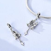 1pc Unique Prayer Bead Silver Cubic Zirconia Cross Safety Clasp, Perfect For Pairing With Original Bracelets, Necklaces And Bangles, For DIY Jewelry Making, Also A Great Birthday Gift For Female Friends. - Silver - View 3
