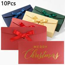 10pcs Colorful Envelopes, Creative High-End European Style Envelopes With Bows, Thick Pearlescent Paper, Long Envelopes, Suitable For Holidays And Back To School Season - 10 Pcs - View 11