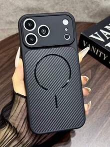 1PC Luxury Clear Matte Magnetic Carbon Fiber Phone Case Compatible With IPhone 17 Pro Max 16 15 14 13 12 11 Pro Max Plus 17 Air Wireless Charge Clear Cover - Black - View 2