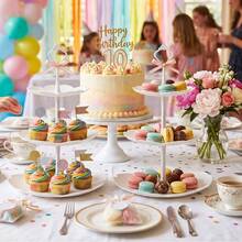 2PCS 3 Tier Cake Stand Afternoon Tea Wedding Plates Party Embossed Tableware - VJO0338-1 - View 9