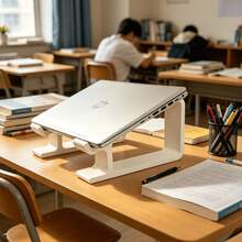 1pc Modern Minimalist 3D Printed Laptop/Tablet Stand - Adjustable Angle And Height, Suitable For Home Office Desk, Compatible With Smartphones, E-Book Readers, Tablets, Desktop Placement - White - View 4