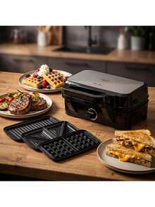 Adler 3-i-1 sandwichmaker, sandwichgrill och våffeljärn med utbytbara plattor, 1200 W, temperaturkontroll, non-stick-plattor - EU E typkontakt (220-240V) - Visa 1