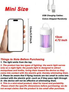 Bug Zapper Rechargeable Hanging Mosquito Zapper For Indoor Outdoor, Mosquito Lamp - 1200mAh Portable Insect Trap For Indoor/Outdoor, Electronic Pest Control For Home, Bedroom, Patio, Kitchen, Garden, Lawn - View 6
