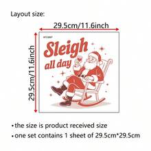 1pc Vintage Santa Claus Sitting In Rocking Chair Holding Wine Glass "Sleigh All Day" Toilet Tank Sticker, Removable PVC Funny Christmas Decor Sticker, Bathroom Personalized Holiday Atmosphere Sticker - Santa Claus - View 3