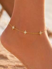 18K Gold Plated 304 Stainless Steel Gold Delicate High-End Four-Leaf Clover Anklet, Waterproof Fade-Resistant Hypoallergenic Beach Foot Jewelry, Birthday Mother's Day Valentine's Day Gift - Gold 10 - View 2