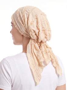Pre‑Tied Crinkle Lace Head Wrap For Women, Soft Breathable Turban Scarf, Stylish Lightweight Head Cover For Daily Use - Color - View 10