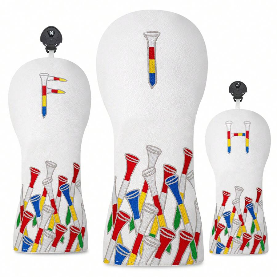 Golf Protective Cover, Golf Accessories, Made Of Durable Materials, Digital Color Nail Design Style Golf Headcover, Providing The Best Protection For Your Golf Club - Multicolor - View 1