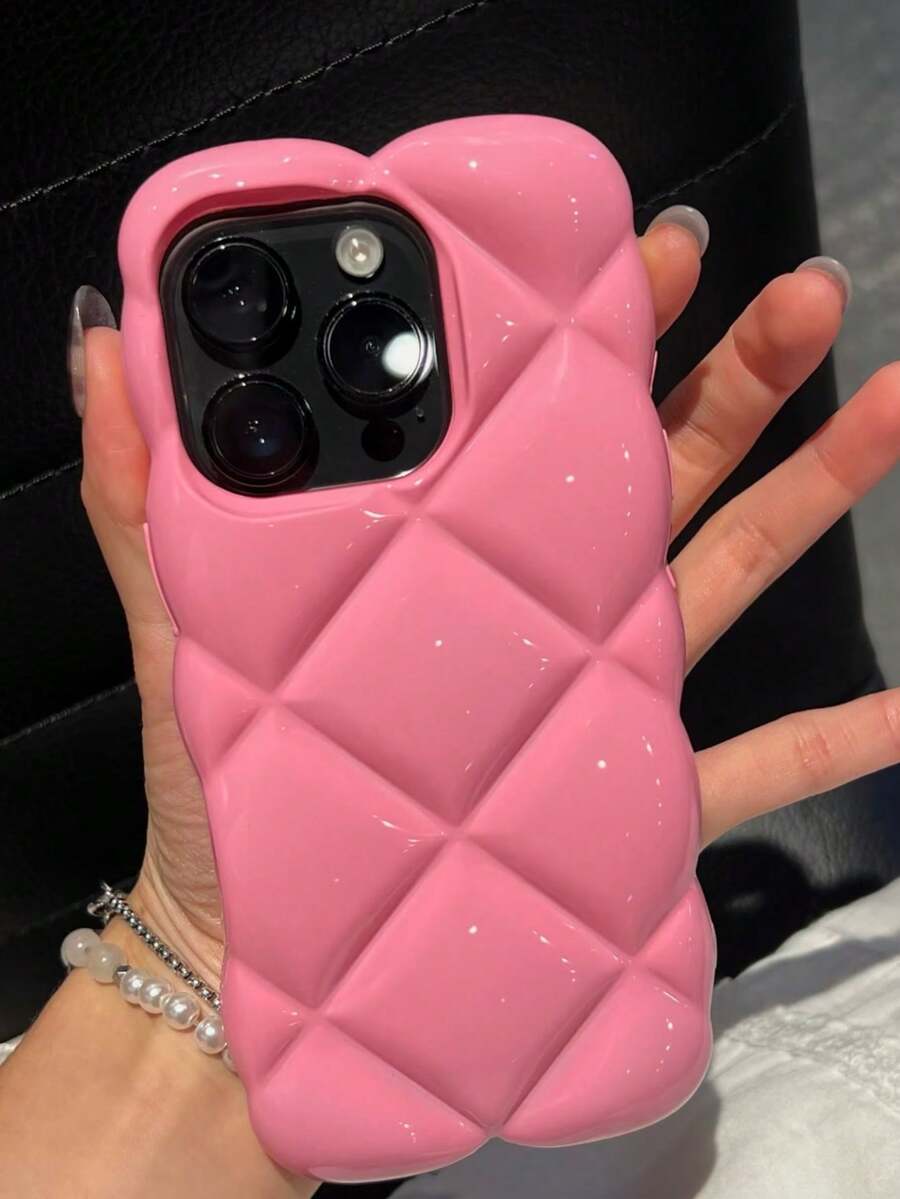 高級玫瑰紅鑽石紋矽膠手機殼,適用於 iPhone 14 Pro Max、13、11、12、14 Pro、13 Pro Max,全包覆創意保護殼,適合女孩 - 西瓜粉 - 查看 1