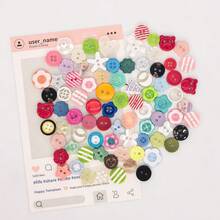 33/44/55/66/77/88/99Pcs Mixed Style Colorful Decorative Buttons Random Colors, Heart Flower Star Shape Resin Buttons, DIY Crafts Multi-Shape Sewing Buttons, Scrapbooking, Card Making, Handmade Jewelry, Clothing Decoration Accessories - Multicolor - View 4